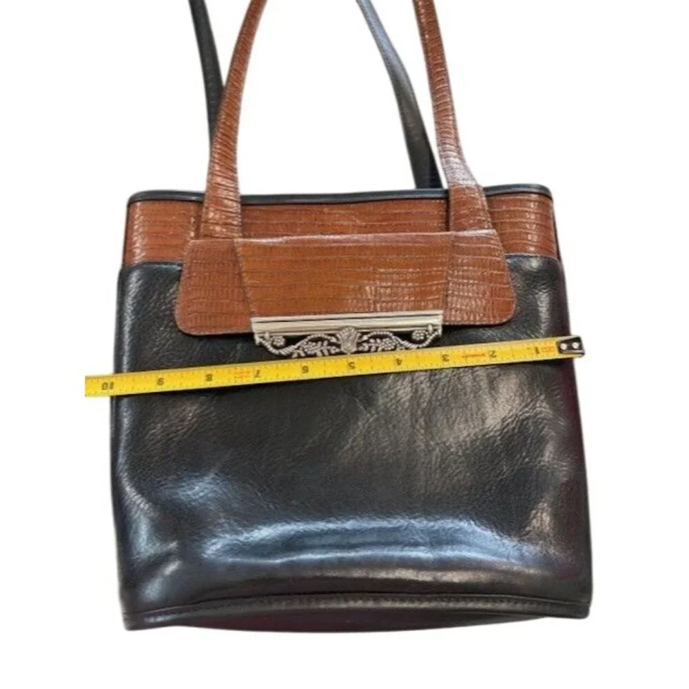 Brighton Black & Brown‎ Leather Shoulder Bag With Heart Charm Accent